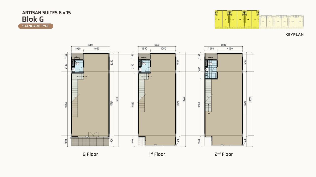 Floor plan of Artisan Suites Block G, Standard Type 6 × 15 m